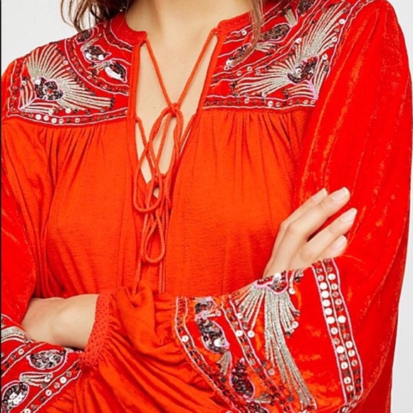 NEW Free people hearts a flame top in orange small - Picture 4 of 8